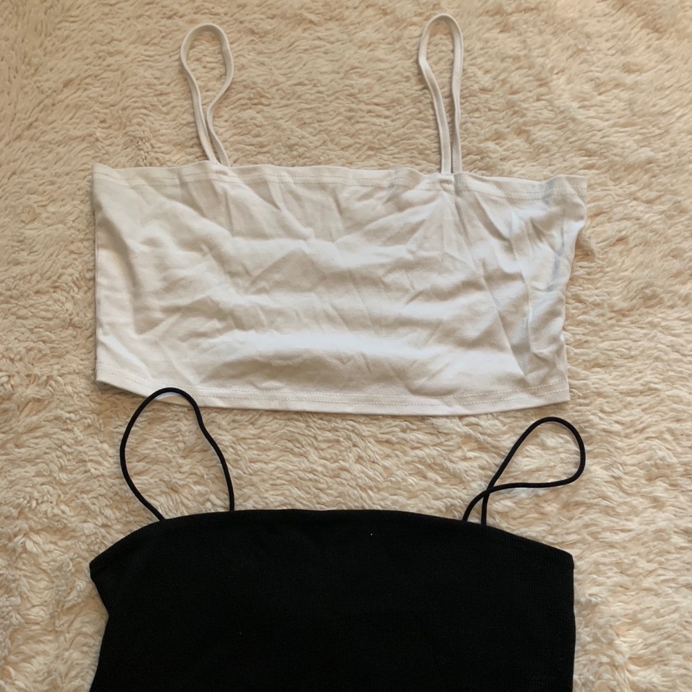 White and black crop tops